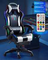 Chaise de jeu ergonomique inclinable pour ordinateur avec haut-parleur et lumière LED intégrée, pivotant à 360°, vente en gros