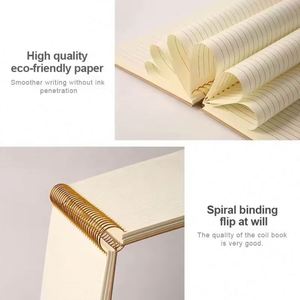 Carnet de notes A5 à spirale personnalisé en cuir épais blanc de 300 pages, en stock, faible MOQ, pour étudiants - Product Image 2