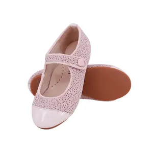 CHOOZII女童礼服鞋玛丽·简公主派对礼服鞋粉色飞针织面料儿童芭蕾平底鞋