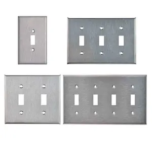 4-Gang Toggle Wall Receptacle Cover Plate Stainless Steel Wall Plate