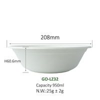 Bols ronds jetables en bagasse 32 oz pour le déjeuner, boîtes à lunch écologiques pour les fêtes, assiettes en papier écologiques à emporter