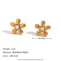 Set Anting CZ Stud Motif Bunga Mahkota Hati Marquise Zirkon, Bahan Stainless Steel Anti Alergi, Perhiasan Tindik Wanita