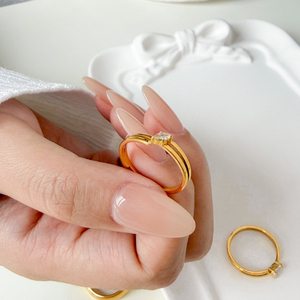 G4792 Anillos de Acero Inoxidable con Baño de Oro PVD de 18K y Circonita Blanca al por Mayor, Joyería de Moda para Regalo, Fiesta, Mamá, Papá, Hermana, Hermano - Product Image 6