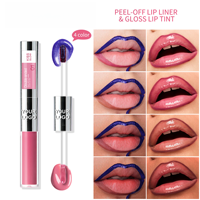 Gloss à lèvres liquide minéral à double extrémité, bleu nacré chromé, effet peel-off, gloss à lèvres, lèvres pulpeuses, imperméable, non collant, crayon à lèvres