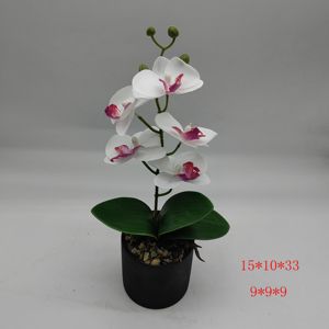 Hiện thực trắng phong lan Nhân Tạo Hoa sắp xếp trong chậu chậu Faux phong lan trang trí nhà máy giả Phong lan trang trí - Product Image 3