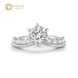 Cincin Berlian Buatan Laboratorium OUCHEN Custom Gia Igi Cvd, Cincin Emas/Emas Putih/Perak, Cincin Pernikahan/Tunangan, Perhiasan untuk Wanita - Product Image 4