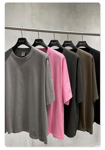 Fabricants de vêtements, t-shirt décontracté à manches courtes, style urbain, extérieur, ample, 310 g, 100 % coton, traitement anti-froissement, pour hommes - Product Image 2