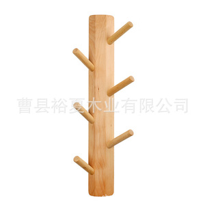 Solid Wood Coat <b>Hooks</b> Rectangle 6 <b>Hooks</b> Wall Mounted Nordic Style Easy Install Entryway Hangers - Product Image 5