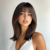 Perruque Afro SMILCO Tendance en Soie Haute Température avec Frange Droite Noire, Bandeau Intégré – Vente Chaude SM8112