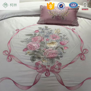 Biancheria da letto ricamata di lusso personalizzato doppio King Size Hotel lenzuolo <span class=keywords><strong>Set</strong></span> - Product Image 3