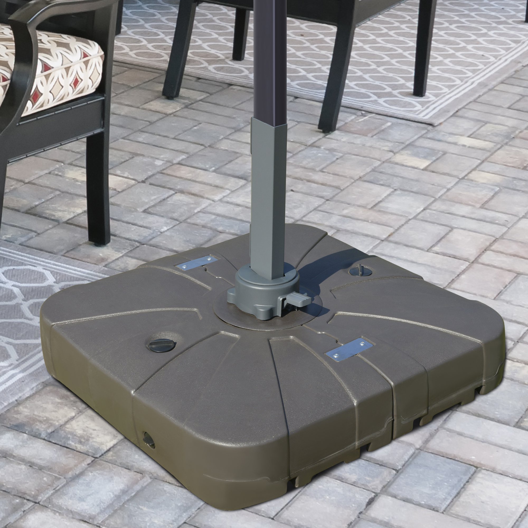 10 patio umbrella tilt Aluminium 10 ft. 3 Tier Auto-tilt Umbrella Outdoor Patio Umbrella-Market  Table Pool Deck Umbrella Base Not Included Blue UB4558