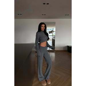 Anthracite Button Detail Knit <b>Tracksuit</b> Set - Product Image 4