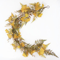Guirlande artificielle en gros de ginkgo et fougère d'automne, fausse guirlande florale de feuillage mixte pour la décoration de table, cheminée, mur et maison en automne