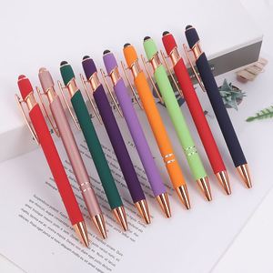 Custom Metal Aluminum Rod <b>Spray</b> Glue Press Round Ballpoint Pen UV Printing Logo Touch Screen Business Gift Stylus Pen - Product Image 3