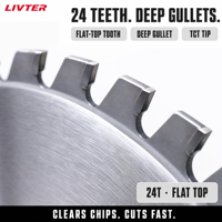 LIVTER Lame de scie circulaire de 180 mm de diamètre avec 24 dents pour la coupe et le rainurage du bois