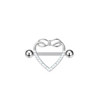 Anneaux de tétons en acier chirurgical avec cristal en forme de cœur, piercings de tétons en cristal, bijoux de corps sexy pour filles