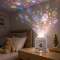 TSINYE 360-Grad-Drehbarer Weihnachts-Projektor USB Dorfszene Weihnachtsmann-Schlitten Rentier Weihnachtsbaum Deckenprojektion Kinderzimmer Feiertag