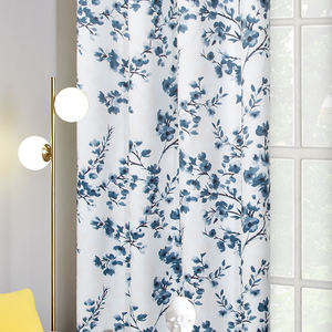 Rideaux occultants prêts à poser pour salon, design moderne, imprimé de fleurs bleues, luxueux, vente en gros en Chine - Product Image 3