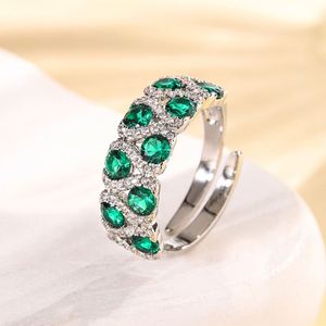 Fashion Jewelry Eco-friendly Copper Blue Spinel & Red Corundum Zircon Vintage Open <b>Adjustable</b> <b>Rings</b> for Statement - Product Image 4