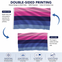 Drapeau de la fierté omnisexe double face en polyester rose, violet et bleu, bannière LGBTQ+ pour les événements de fierté, affichage intérieur et extérieur