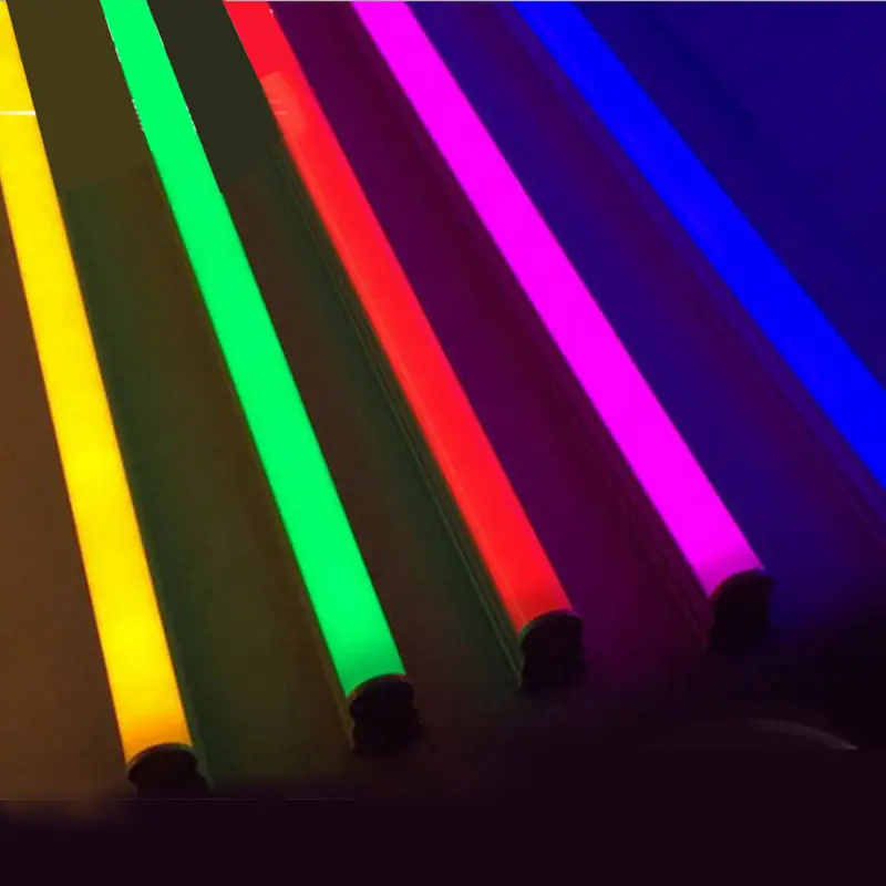2FT 3FT 4FT 5FT 6FT 8FT T8 Color Tube Light RGB LED Fluorescent Tube LED integrated lamp 110V 220V 10W 20W 18W