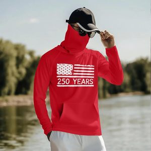 เสื้อฮู้ดผู้ชายลายธงชาติอเมริกา ป้องกันแสงแดด UPF 50+ พร้อมหน้ากาก สำหรับตกปลาและกิจกรรมกลางแจ้ง - Product Image 4