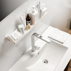 Estante de pared para baño, transparente, rectangular, duradero, para almacenamiento de artículos de cuidado personal. - Product Image 3