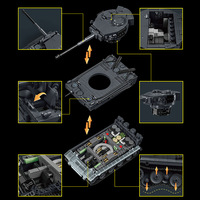 Modèle de char Staudeger Tiger Tank 97015 en blocs de construction en plastique, militaire, pour les âges 7-14+, 1622 pièces, kit d'assemblage alimenté par piles