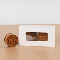 Boîte d'emballage pour gâteaux de lune en papier kraft gaufré mat avec fenêtre transparente jetable blanche anti-UV