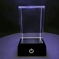 Vente en gros de bases de décoration en cristal 3D, base carrée pour lampe LED gravée au laser, support de lampe LED, couleur argent et noir avec lumières colorées