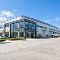 Atelier moderne préfabriqué en structure acier pour usine intelligente avec bureau en verre et murs en panneaux sandwich