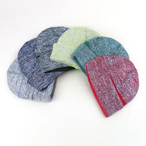 Bonnet de chaud d'hiver réfléchissant, tricoté, acrylique, haute visibilité, à la mode, chaud