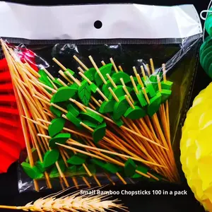 Brochetas Desechables de Bambú, Tenedores para Fruta, Brochetas para Cócteles, Creativas y Coloridas en Rojo/Amarillo, Palillos para Pastel, Provincia de Fujian, para Navidad/KTV - Product Image 2