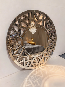 Decoración de Hogar de Lujo y Adorno Artístico de Pared, Espejo de Diamante con Diseño Geométrico Calado, Miroir Espejo - Product Image 2