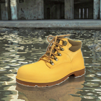 Bottes de sécurité en cuir véritable imperméables pour la mode, avec embout en acier, à lacets, semelle extérieure en caoutchouc et doublure en maille
