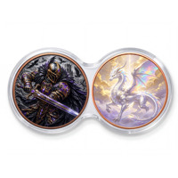 1 ons 999 Koin Tembaga Murni 2-pak Kapsul Infinity Warna-warni Kartun Relief Tinggi 3D Armor Battle Dragon Combo Edisi Kolektor