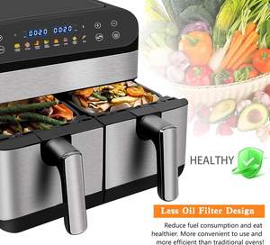 Семейный Размер 9,5qt, двойная воздушная фритюрница, 2 независимых корзины, 10 пресетов, умная безмасляная духовка для быстрой выпечки обезвоживающих блюд - Product Image 3