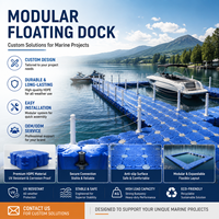 Plateforme flottante en HDPE pour bateaux et jet-skis, avec quai pour jet-ski, 500x500mm, capacité de charge 300-350kg/m