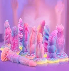 Neuer Leuchtender Phallus-förmiger Dildo aus Platin-Silikon Sexspielzeug für Erwachsene Weiblicher <span class=keywords><strong>Masturbator</strong></span> - Product Image 2