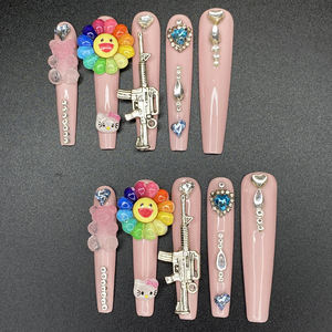 Atraer La Prensa <span class=keywords><strong>de</strong></span> <span class=keywords><strong>uñas</strong></span> hechas a mano brillantes en venta al por mayor Y2K precioso brillante duradero reutilizable acrílico 10PCS juego <span class=keywords><strong>de</strong></span> <span class=keywords><strong>uñas</strong></span> caseras - Product Image 4