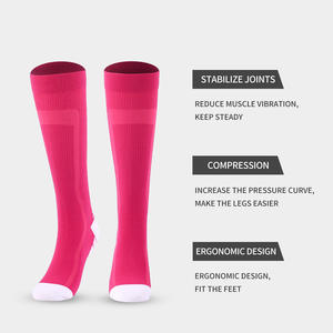 Calcetines de compresión de nailon con diseño ergonómico y bloques de color para deportes al aire libre, hombres y mujeres - Product Image 1