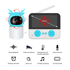 Monitor de bebé de 4,3 pulgadas, conexión inalámbrica de 2,4G, cámara de bebé, alimentación programada, monitoreo de temperatura, música relajante infrarroja - Product Image 2