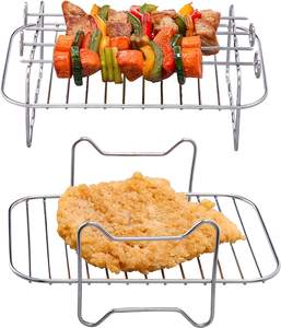 Accessoires pour friteuse à air - Ensemble de grille pour friteuse à air, grille à double couche multifonction avec brochettes / bâtonnets de <span class=keywords><strong>barbecue</strong></span> - Product Image 3