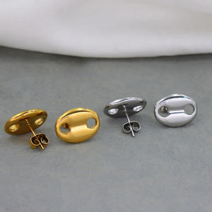 PVD ต่างหูเมล็ดกาแฟสีทอง18K ต่างหูลูกปัดรูปหมูต่างหูแบบเรียบง่ายไม่ก่อให้เกิดอาการแพ้ - Product Image 4