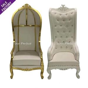 Sillas <span class=keywords><strong>de</strong></span> Trono <span class=keywords><strong>de</strong></span> Boda <span class=keywords><strong>de</strong></span> Lujo Real al por Mayor, Respaldo Alto, Color Blanco y Dorado, para Rey y Reina - Product Image 6