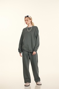 Sudadera de cuello redondo para <span class=keywords><strong>hombre</strong></span>, estilo americano, holgada, informal, básica, de color liso, con forro polar grueso, para otoño e invierno. - Product Image 3