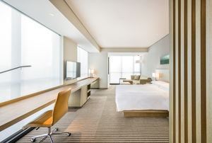 Création Hyatt <span class=keywords><strong>Place</strong></span> hôtel Design moderne Simple finition bois de chêne naturel ensemble de <span class=keywords><strong>lit</strong></span> d'hôtel - Product Image 3