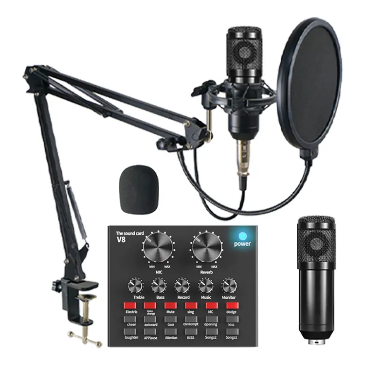 v8 Sound Card Bm800 Professional Usb Recording Condenser Microphone Interview Recording Microphone Skype YouTuber Microphones