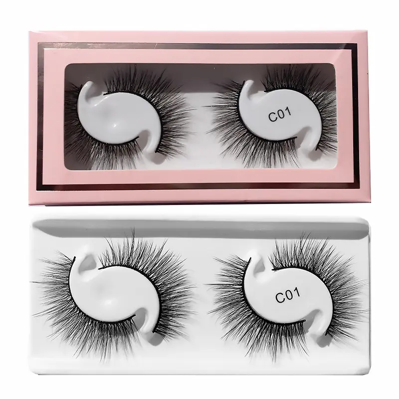 Hot Selling New Arrivals 2023 New Style 1 Pairs 1 box Fake mink eyelashes Highly Faux Mink 3D Lashes Fake Eyelashes pink box