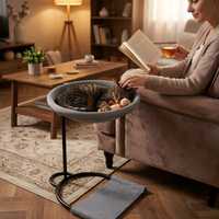 USMILEPET Nid pour chat surélevé, lit pour animaux de compagnie en tube d'acier, hauteur réglable jusqu'à 8 kg, avec rembourrage amovible et lavable, gain de place